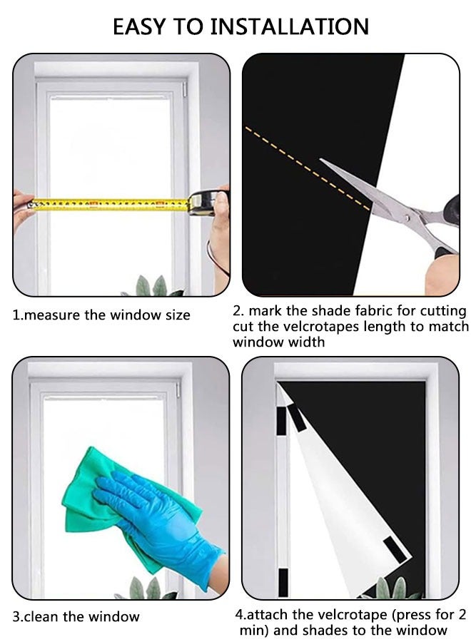 وهاواي 1.45mX3m Portable Blackout Curtains, 100% Blackout Blinds for Windows, No Need for Drilling, Portable Window Curtains Easy to Cut Fit for Bedroom, TV Room and Baby Room Black & Silver - Image 4