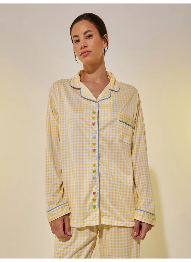 Take Two Take Two Checked Long Sleeve Shirt and Pyjama Set