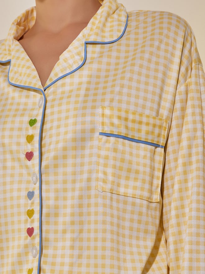 Styli Styli Checked Long Sleeve Shirt and Pyjama Set  - Image 3