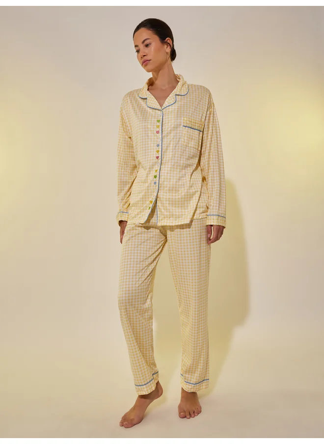 Take Two Take Two Checked Long Sleeve Shirt and Pyjama Set