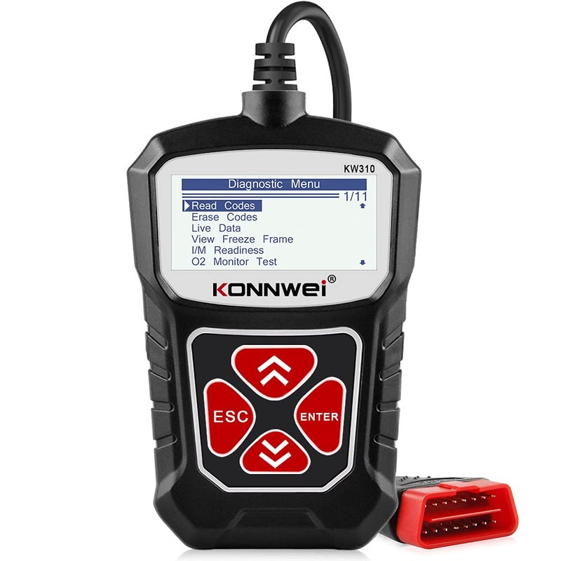 KONNWEI KW310 OBD2 Scanner Full OBDII Functions 10 Modes Car Engine Diagnostic Scanner Tool for All 1996 and Newer Cars (Black) - Image 1