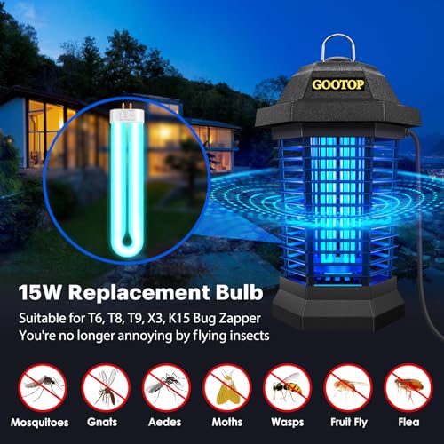 GOOTOP Replacement Bulb for Zap T6 Pro, K15, T9,X3 Bug Zapper, 15W, 4-Pin Base, U-Tube Bulb Twin Tube Bulb - Image 3