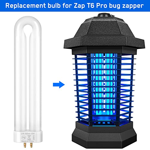 GOOTOP Replacement Bulb for Zap T6 Pro, K15, T9,X3 Bug Zapper, 15W, 4-Pin Base, U-Tube Bulb Twin Tube Bulb - Image 2