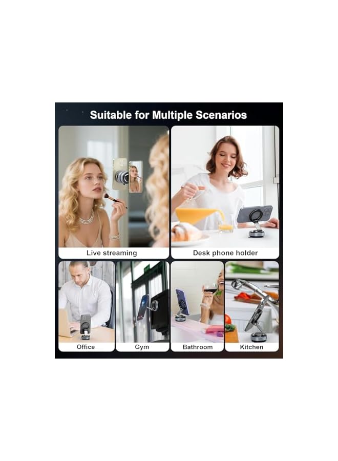 S-TOP Premium Magnetic Car Phone Mount, Vacuum Suction Dashboard Holder, Black, 60x60x47mm, Multi-Protection Bracket with Adjustable Base - Image 3