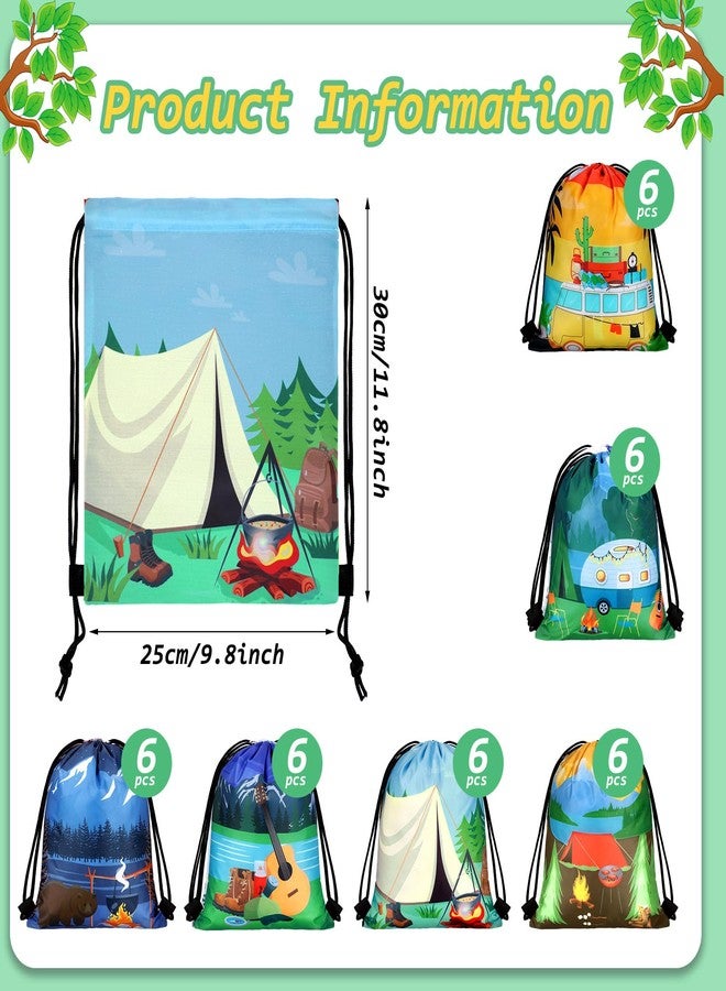 Woanger 36 Pcs Camping Party Favors Camping Adventure Drawstring Bags Goodie Candy Drawstring Bags Backpack Birthday Party Supplies Decorations for Boys Kids - Image 3