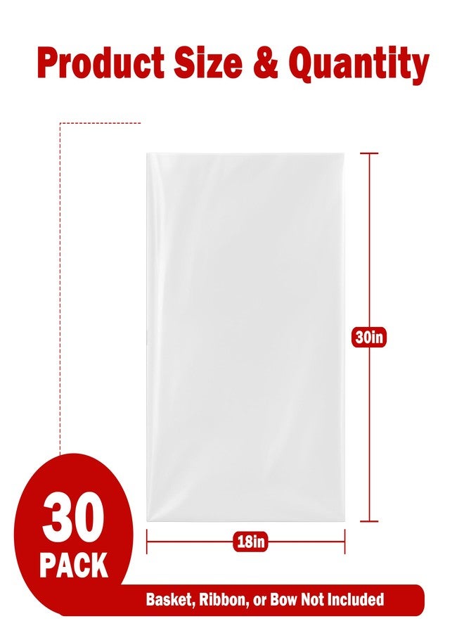 Homrelaxy 30 Pcs 18 x 30 Inches Cellophane Bags for Gift Baskets, Plastic Clear Basket Bags, Cellophane Wrap for Gift Baskets for Birthday, Wedding, Thanksgiving - Image 2