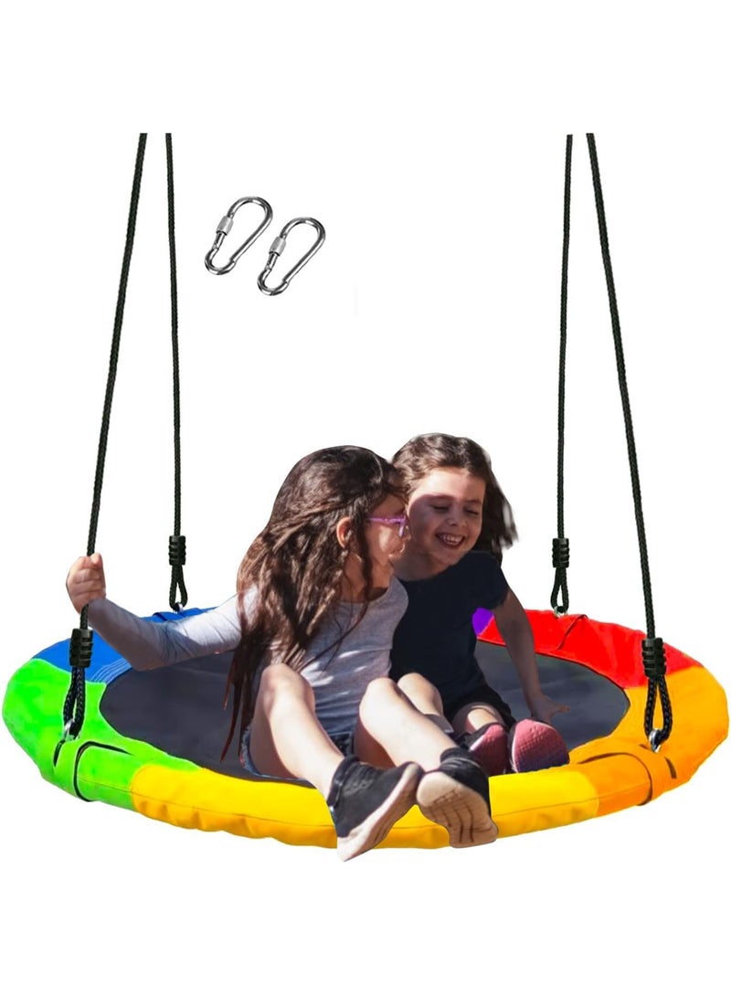 Flushrenic 40" Saucer Tree Swing for Kids - 500Lb Weight Capacity, Waterproof Platform Swing Seat with Adjustable Ropes for Kids Playground Outdoor Activity Backyard Fun (Colours) - Image 1