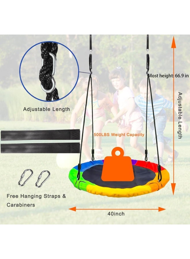 Flushrenic 40" Saucer Tree Swing for Kids - 500Lb Weight Capacity, Waterproof Platform Swing Seat with Adjustable Ropes for Kids Playground Outdoor Activity Backyard Fun (Colours) - Image 2