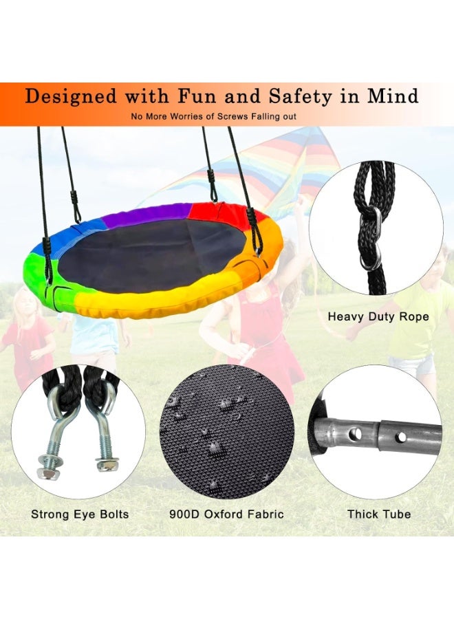 Flushrenic 40" Saucer Tree Swing for Kids - 500Lb Weight Capacity, Waterproof Platform Swing Seat with Adjustable Ropes for Kids Playground Outdoor Activity Backyard Fun (Colours) - Image 3