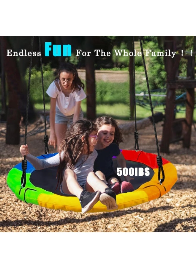 Flushrenic 40" Saucer Tree Swing for Kids - 500Lb Weight Capacity, Waterproof Platform Swing Seat with Adjustable Ropes for Kids Playground Outdoor Activity Backyard Fun (Colours) - Image 4