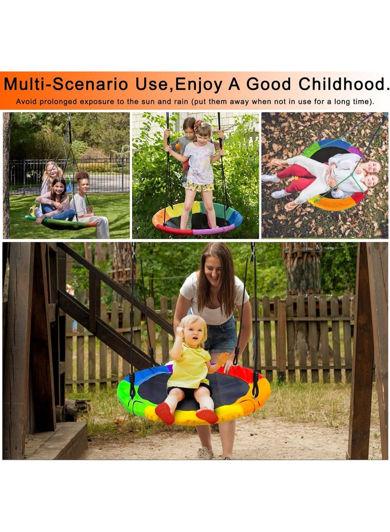 Flushrenic 40" Saucer Tree Swing for Kids - 500Lb Weight Capacity, Waterproof Platform Swing Seat with Adjustable Ropes for Kids Playground Outdoor Activity Backyard Fun (Colours) - Image 5