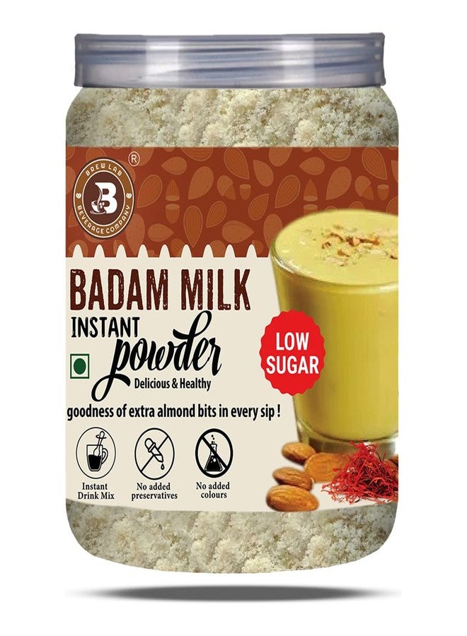 Brew Lab Instant Low Sugar Badam Milk Powder || with Kesar and Real Badam Pieces || 250gm - Image 1
