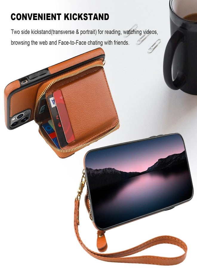 Bocasal RFID Blocking Wallet Case for iPhone 11 Pro Max, Adjustable Crossbody Zipper Purse Flip Folio Case with Kickstand and Detachable Wrist Strap, PU Leather, Brown, 6.5 Inch - Image 5