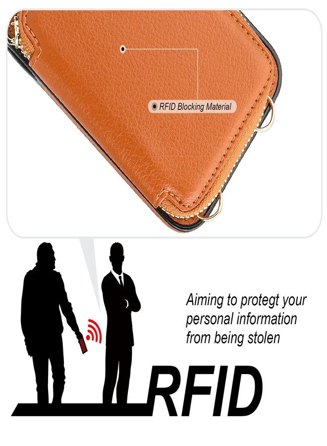 Bocasal RFID Blocking Wallet Case for iPhone 11 Pro Max, Adjustable Crossbody Zipper Purse Flip Folio Case with Kickstand and Detachable Wrist Strap, PU Leather, Brown, 6.5 Inch - Image 4