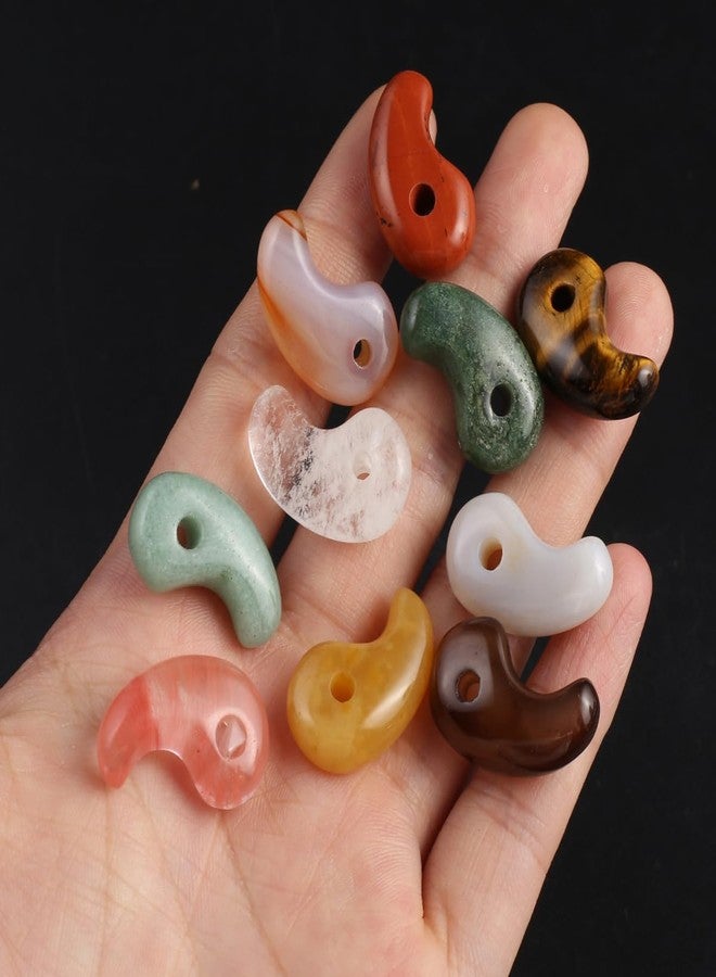 Zotoone 10pcs Natural Stone Pendant Rose Quartzs Unakite Comma Shape Charm for Jewelry Making DIY Accessories Fit Necklaces(Mixed Colors) - Image 2