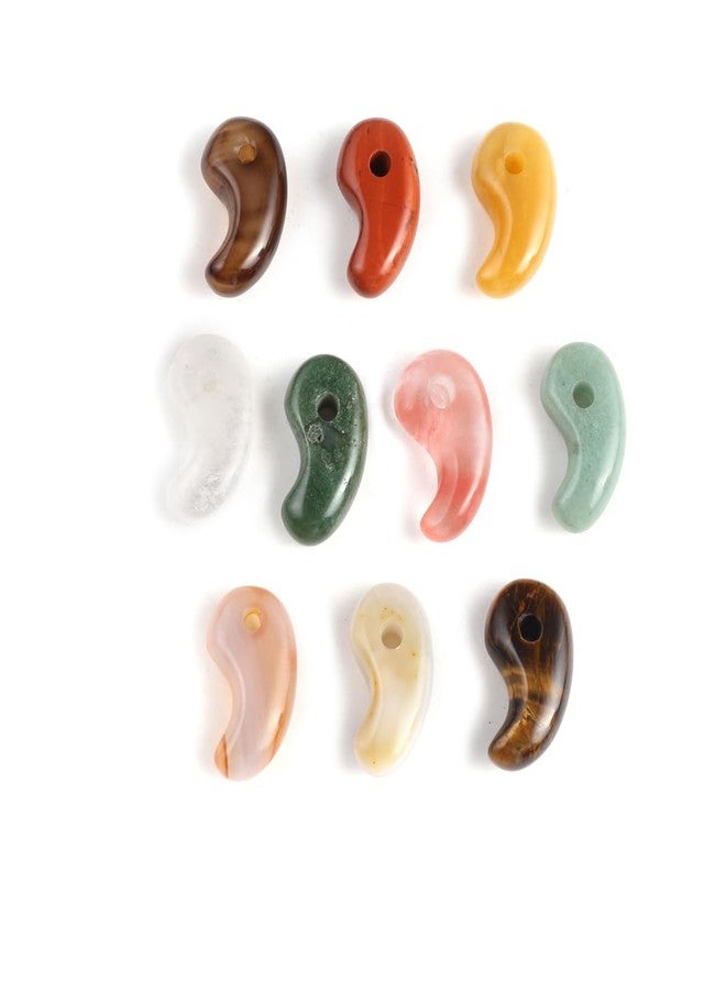 Zotoone 10pcs Natural Stone Pendant Rose Quartzs Unakite Comma Shape Charm for Jewelry Making DIY Accessories Fit Necklaces(Mixed Colors) - Image 1