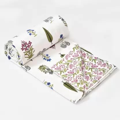 MITUL MITUL 100 Cotton Reversible Dohar Double Bed Size Jaipuri Printed Artisan Block Design Blanket Soft Lightweight AC Summer Comforter Quilt HM Cotton DOHAR NO 10 Single Bed  - Image 2