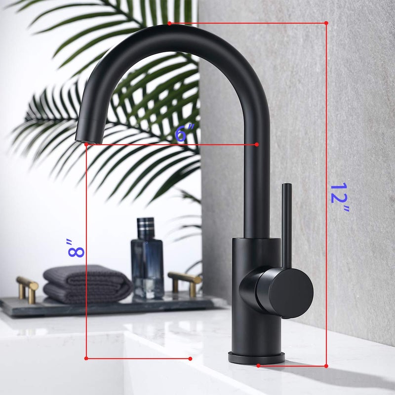 WiPPhs Bar Sink Faucets Single Hole, WiPPhs Matte Black Mini Kitchen Sink Faucets, Single Handle 1 Hole Modern Wet Bar Sink Faucets, Black Sink Faucet - Image 3