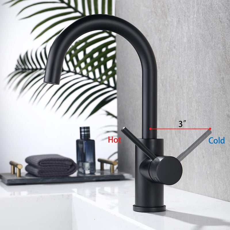 WiPPhs Bar Sink Faucets Single Hole, WiPPhs Matte Black Mini Kitchen Sink Faucets, Single Handle 1 Hole Modern Wet Bar Sink Faucets, Black Sink Faucet - Image 2