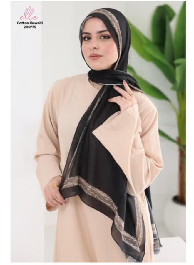 ايل طرحة وشاح حجاب إسلامي قطني فاخر للنساء للمناسبات والأيام العادية - مقاس (200 سم × 75 سم)