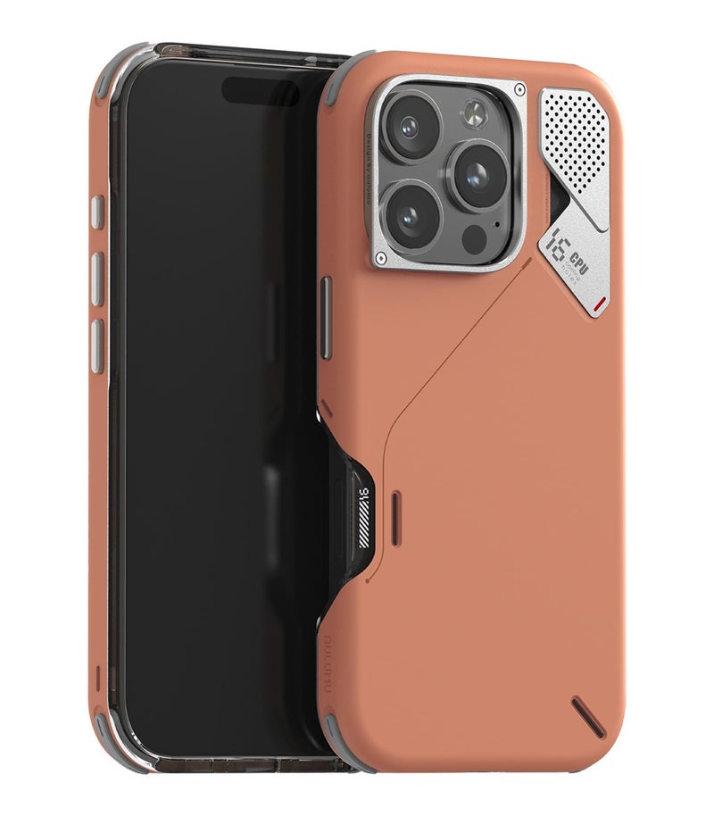 Aulumu A16 Shockproof Case for iPhone 16 Pro | Real Cooling | Aluminum Alloy Camera Frame | Multi-Layer Composite Protection - Yellowish-Brown - Image 1