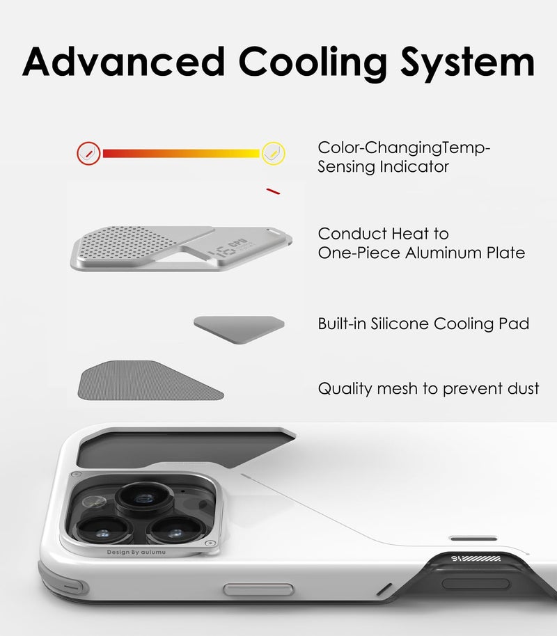 Aulumu A16 Shockproof Case for iPhone 16 Pro | Real Cooling | Aluminum Alloy Camera Frame | Multi-Layer Composite Protection - Yellowish-Brown - Image 4