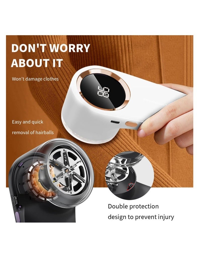 MIXDE Lint Shavers Rechargeable Fabric Shaver, with Digital Display, 2 Pcs Sweater Shaver with 6-Leaf Blades and Safety Lock, 3-Speeds Defuzzer Remove Fuzz, Pills from Clothes, Furniture, Sofa, Blanket - Image 4