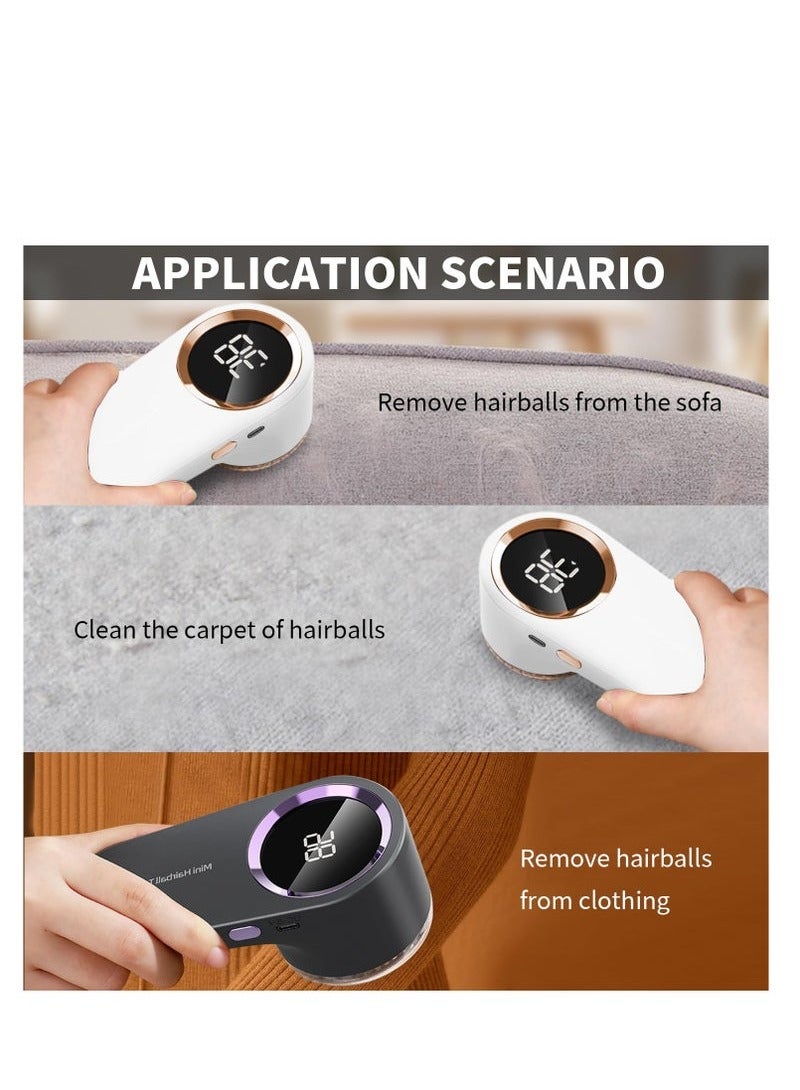 MIXDE Lint Shavers Rechargeable Fabric Shaver, with Digital Display, 2 Pcs Sweater Shaver with 6-Leaf Blades and Safety Lock, 3-Speeds Defuzzer Remove Fuzz, Pills from Clothes, Furniture, Sofa, Blanket - Image 3
