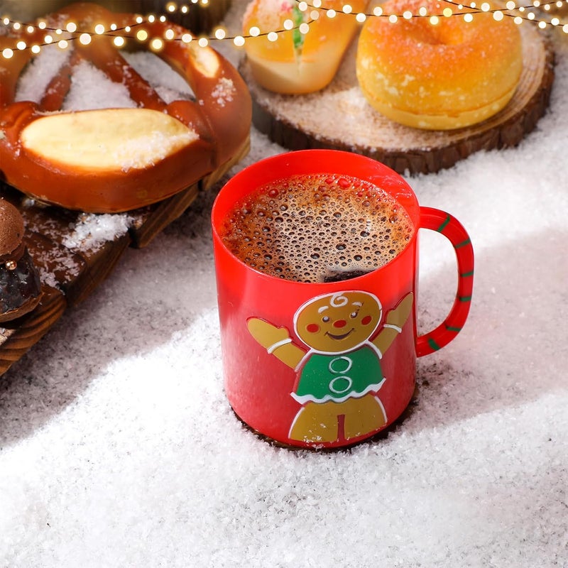 Layhit 12 Pcs Christmas Gingerbread Man Mugs Plastic Gingerbread House Mugs 7 oz Christmas Snowman Mug Set for Festive Xmas Party Supplies - Image 5