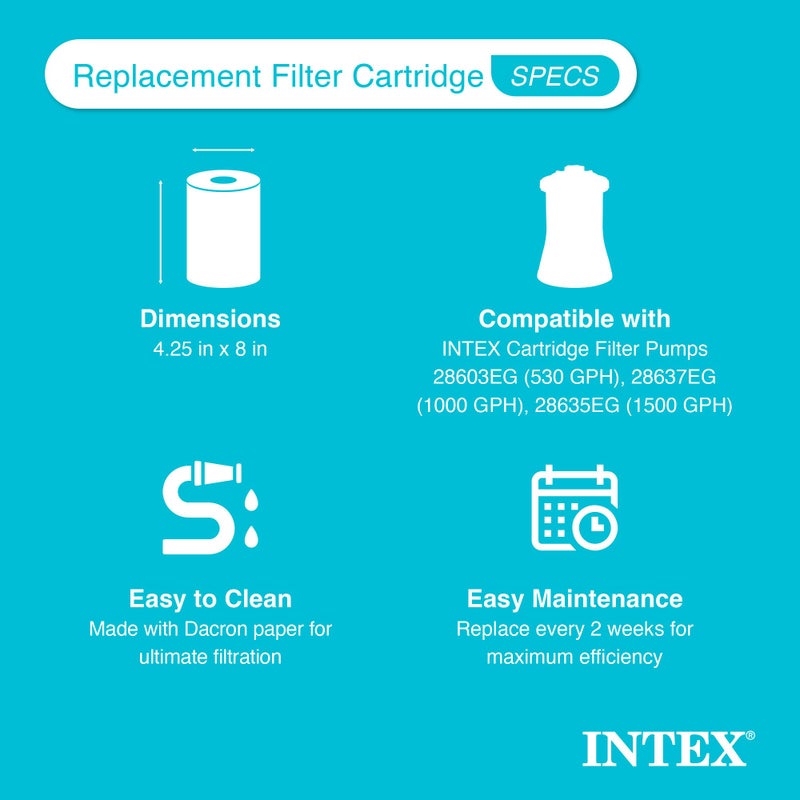 Intex 29002E Type A Pool Filter Cartridge Filter Pumps - Easy-to-Clean - Dacron Paper - Efficient Filtration - Two Pack - Image 4