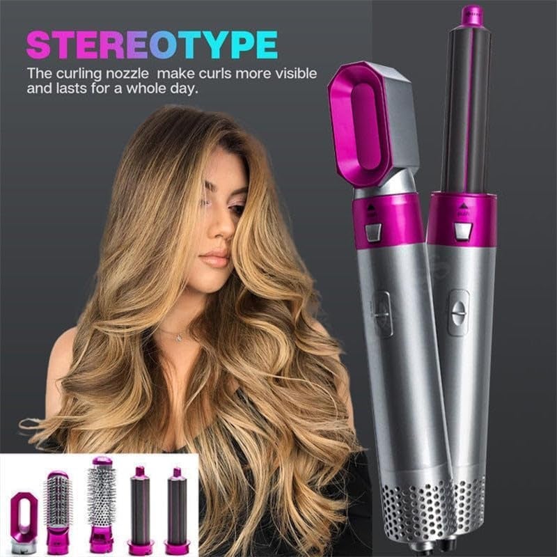 Drumstone Pro 5in1 Hair Dryer Brush Styler Volumizer Hot Air Brush with Interchangeable Heads for Drying Curling Straightening Comb OneStep for All Hair Types - Image 5