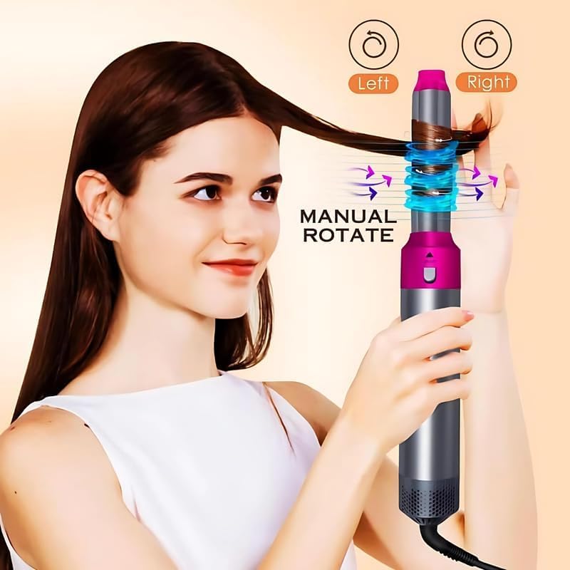 Drumstone Pro 5in1 Hair Dryer Brush Styler Volumizer Hot Air Brush with Interchangeable Heads for Drying Curling Straightening Comb OneStep for All Hair Types - Image 4