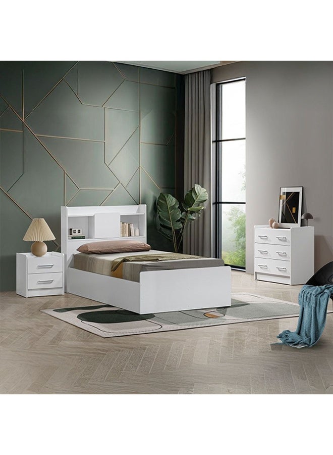 DANUBE HOME Supreme 120X200 Young Bed With Storage And Foil Lamited Strong And Sturdy Modern Design Wooden Single Bed Frame Furniture Quiet And Comfortable Beds - White - Image 2