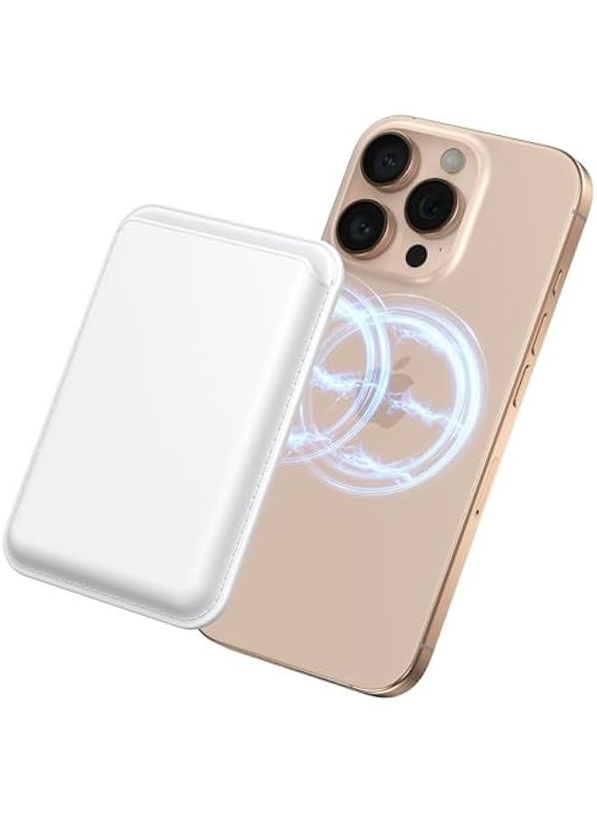 for MagSafe Wallet Magnetic Wallet Phone Card Holder for 16 Pro Max/16 Plus/16 Pro/16/15 Pro Max/15 Pro/15 Plus/15, for iPhone 14 Pro Max/14 Plus/14 Pro/14/13, RFID Leather, White  - Image 1
