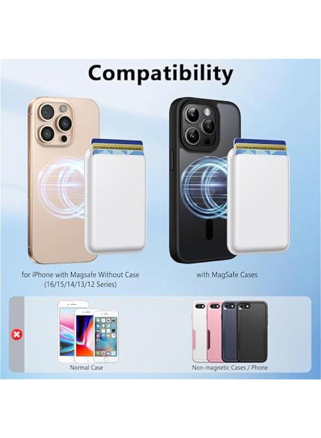 for MagSafe Wallet Magnetic Wallet Phone Card Holder for 16 Pro Max/16 Plus/16 Pro/16/15 Pro Max/15 Pro/15 Plus/15, for iPhone 14 Pro Max/14 Plus/14 Pro/14/13, RFID Leather, White  - Image 4