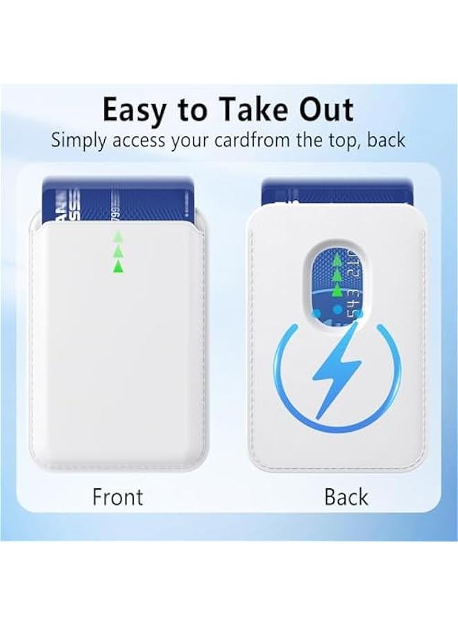 for MagSafe Wallet Magnetic Wallet Phone Card Holder for 16 Pro Max/16 Plus/16 Pro/16/15 Pro Max/15 Pro/15 Plus/15, for iPhone 14 Pro Max/14 Plus/14 Pro/14/13, RFID Leather, White  - Image 3