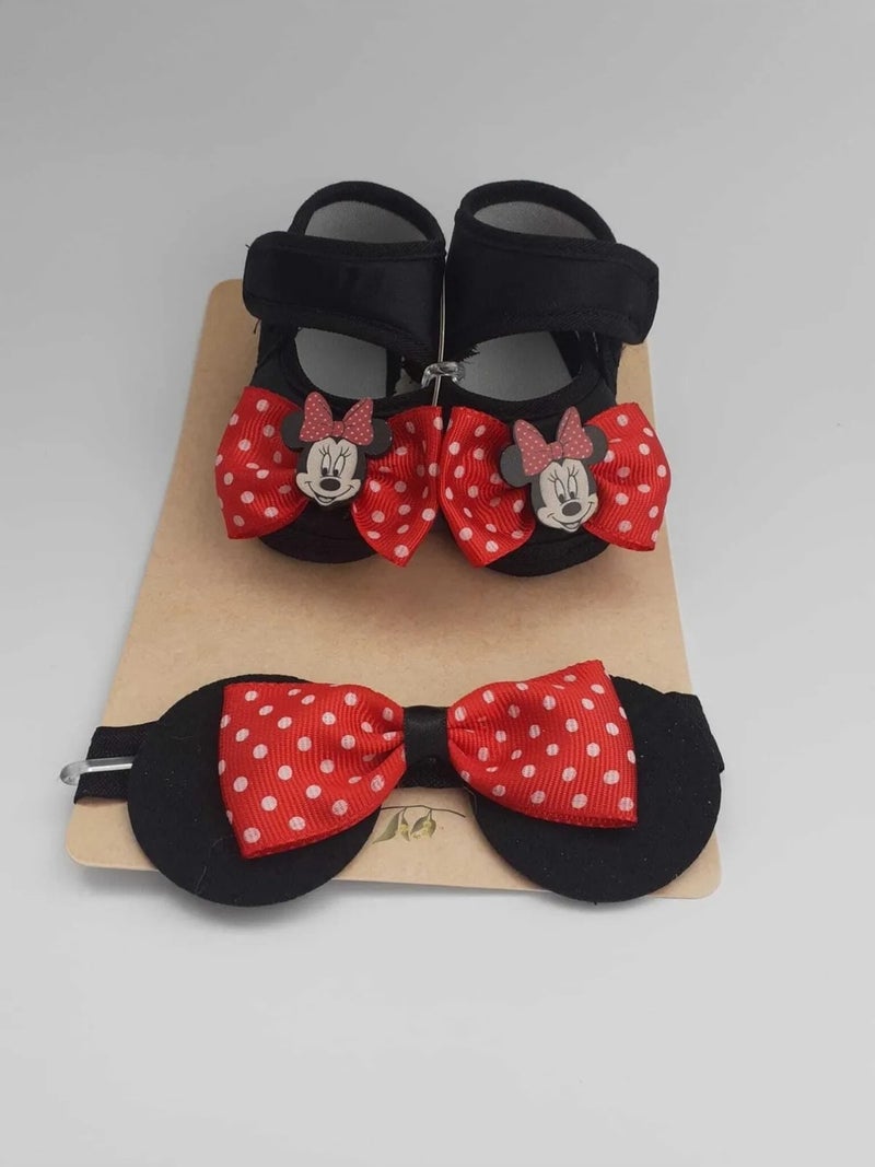 Bilge Trend Minnie Mouse Baby Booties and Bandana Set  - Image 3