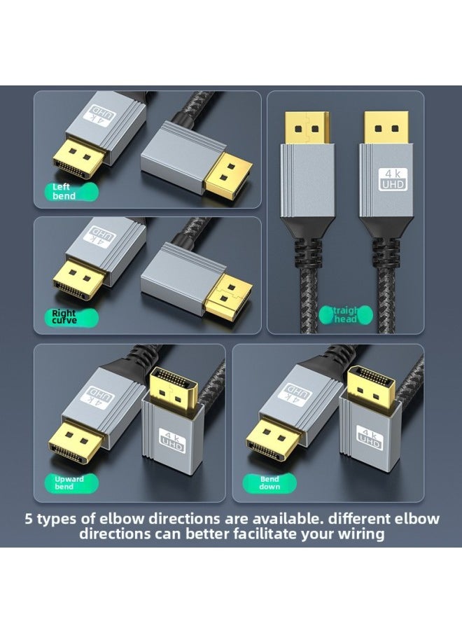 Generic - DP Hd Line Male To Male To Female Up And Down Left And Right 90 Elbow Video Connection Line Display Hd Extension Line-Color:Dp Male To Male Metal Model 4k60 (downward Model)-Length:1m - Image 1