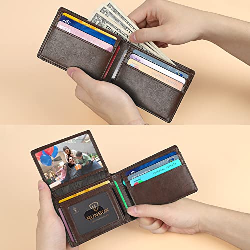 RUNBOX Wallet for Men and Women Slim Rfid Leather 2 ID Window With Gift Box - Image 5