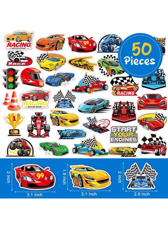 Capoda 98 Pcs Race Cars Party Favor Supplies Kit Racecar Birthday Themed Decoration Set With Mini Race Cars Toys Cartoon Transportation Stickers Keychain Wristband Bracelet Badge Pack For Boys Girls - Image 4