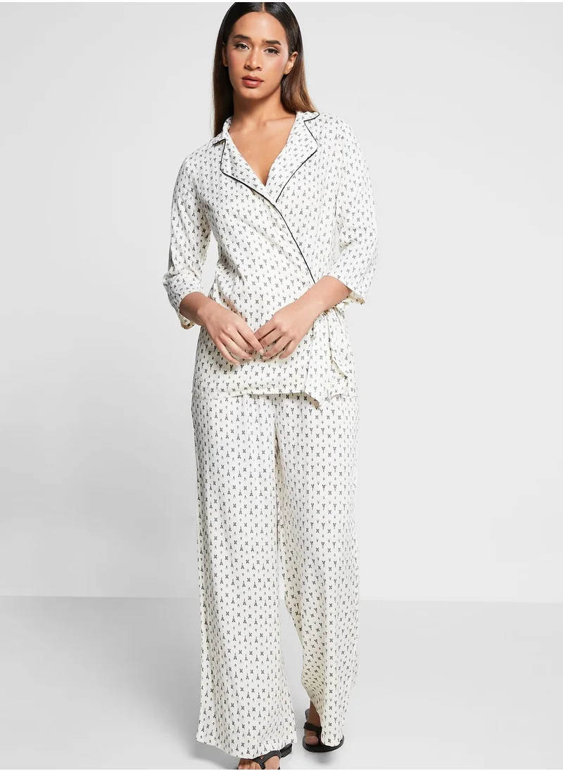 indya Printed Wrap Top & Pants Set