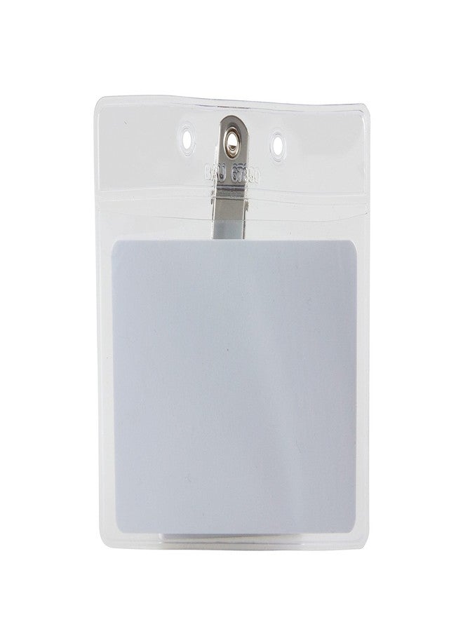 SICURIX(R) Standard Badge Holders, Horizontal, Clip, 50 Pack, Clear - Image 2