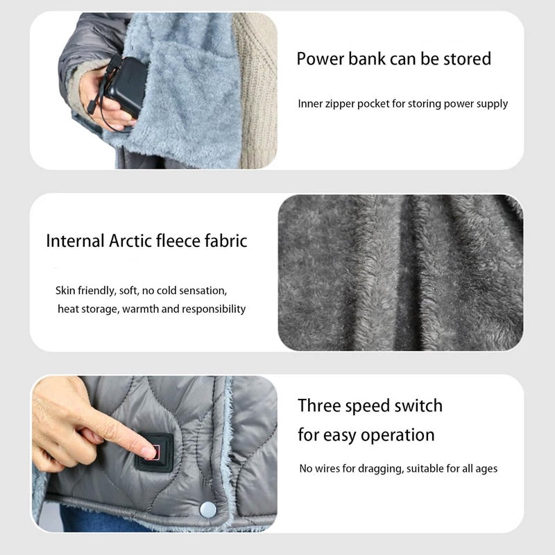 Backpacking Warmed Blanket USB Run 160x70cm 3 Modifiable Temperatures Dense Pliable Water Immune Plan Dense USB Travel Blanket for Cold Weather - Image 5
