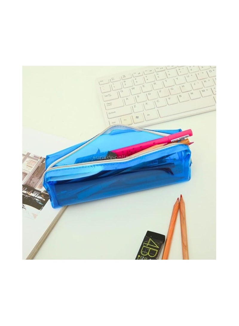 ium Candy Colored Small Transparent Pencil Bag Student Simple Plastic Stationery Bag, Women Cosmetics Bag, Travel Cosmetics Case, Easy to Store Compact size - Image 3