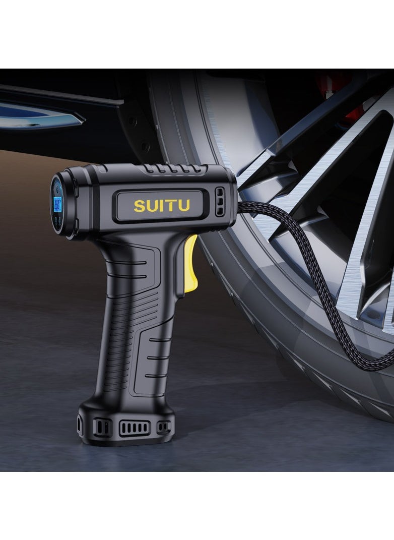 SUITU - Digital Car Tyre Inflator Air Compressor with Auto Stop and LED Light 12V Fast Portable Air Pump for Car Bicycle Motorcycle Ball Air Mattress - Image 1