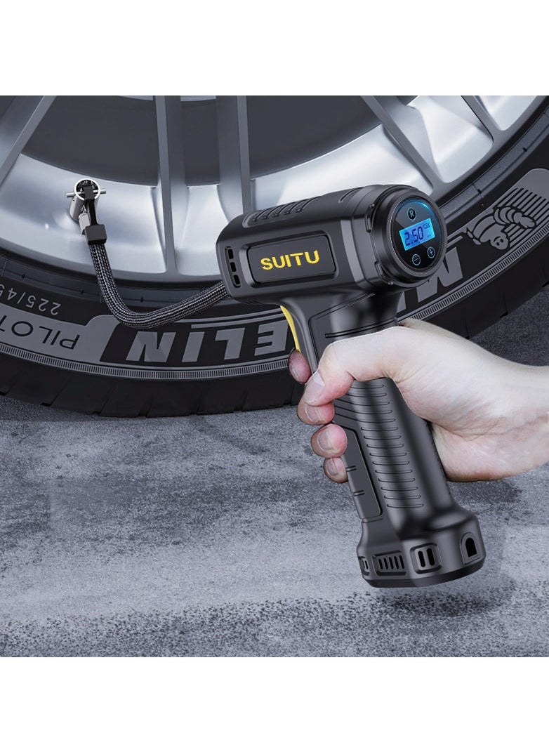 SUITU - Digital Car Tyre Inflator Air Compressor with Auto Stop and LED Light 12V Fast Portable Air Pump for Car Bicycle Motorcycle Ball Air Mattress - Image 1