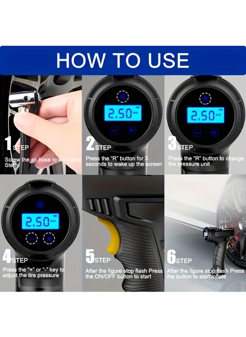 SUITU - Digital Car Tyre Inflator Air Compressor with Auto Stop and LED Light 12V Fast Portable Air Pump for Car Bicycle Motorcycle Ball Air Mattress - Image 1