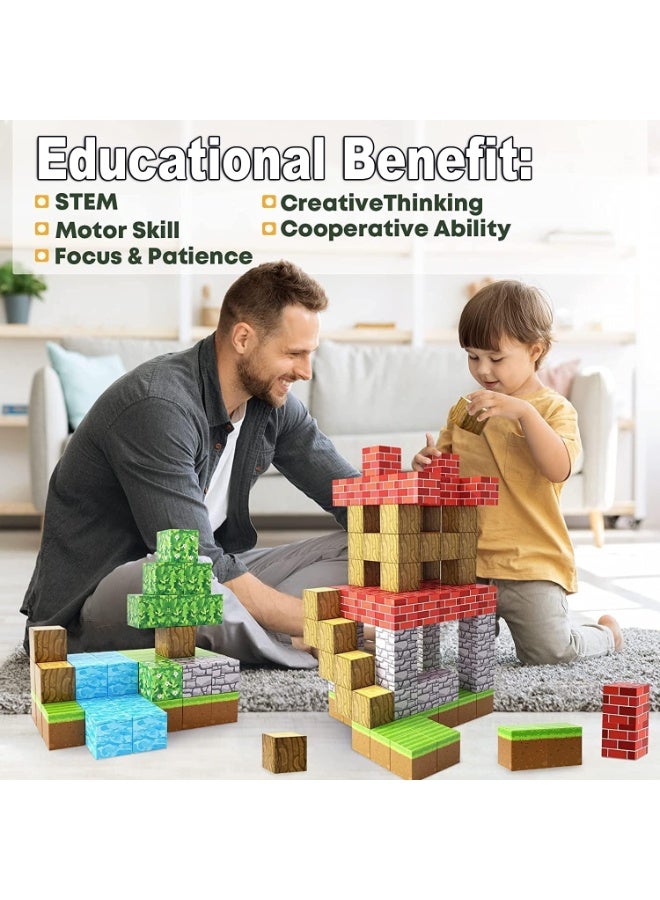 Moonmen Magnetic Building Set - Random 180 Pieces Blocks, Storage Box, 10 Mini Figures, STEM Sensory Toys for 6+ Year Old Boys & Girls - Image 4