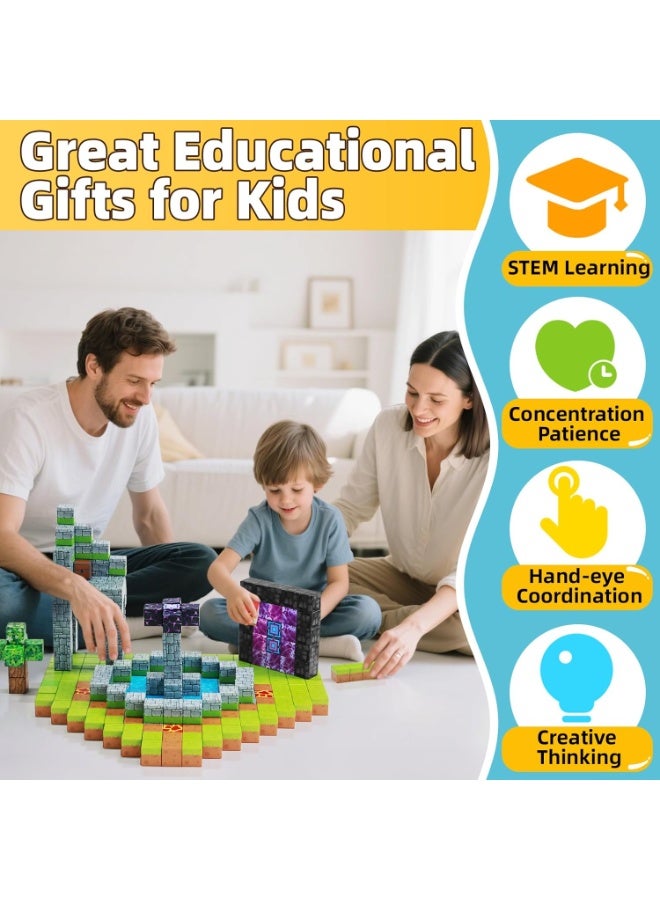 Moonmen Magnetic Building Set - Random 180 Pieces Blocks, Storage Box, 10 Mini Figures, STEM Sensory Toys for 6+ Year Old Boys & Girls - Image 3