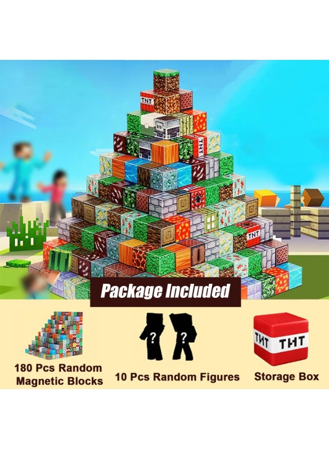 Moonmen Magnetic Building Set - Random 180 Pieces Blocks, Storage Box, 10 Mini Figures, STEM Sensory Toys for 6+ Year Old Boys & Girls - Image 5